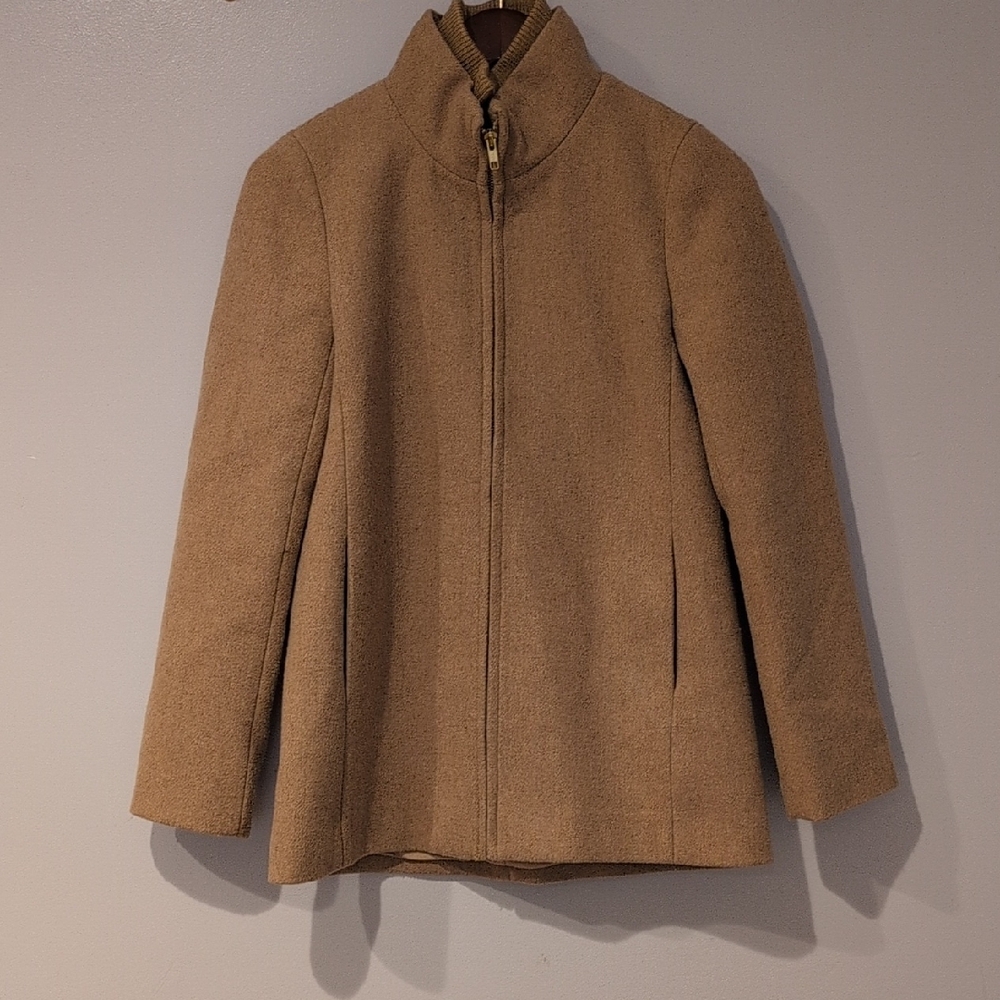 J. Crew Size 0 Camel Brown Wool Pea Coat With Zipper